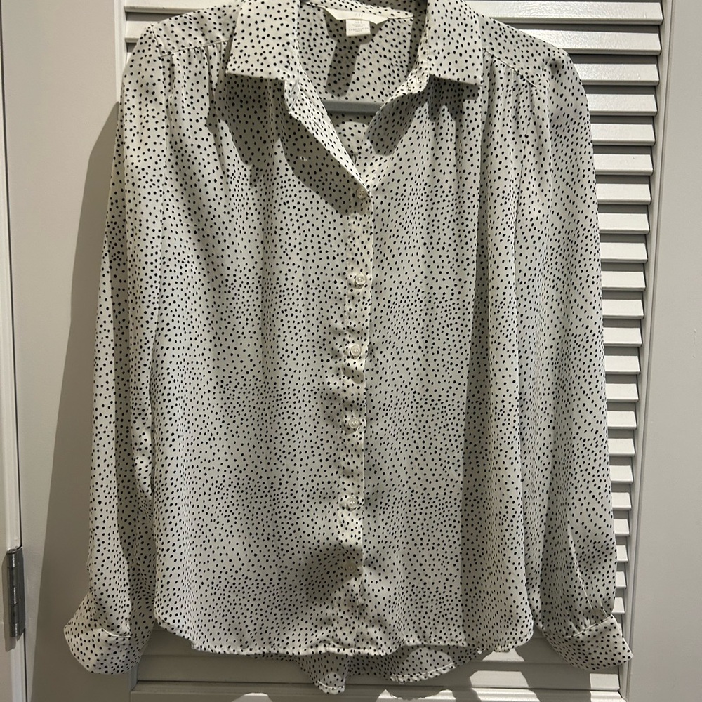Polka Dot Button-Up Blouse